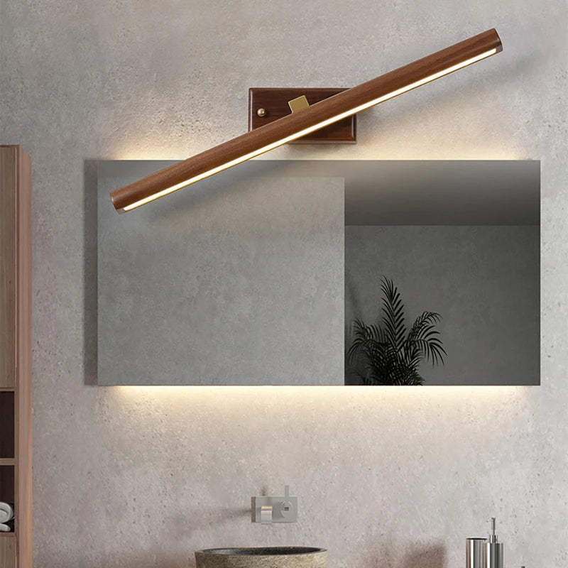 Nordic Wood LED Wall Sconce | Rotatable Lamp for Bedroom, Bathroom & Living Room