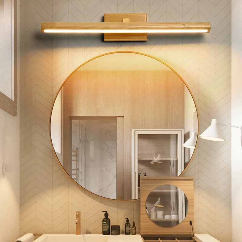 Nordic Wood LED Wall Sconce | Rotatable Lamp for Bedroom, Bathroom & Living Room