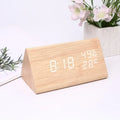 LED Alarm Clock with Temperature Display & Sound Control | Wood-Style Desk Clock