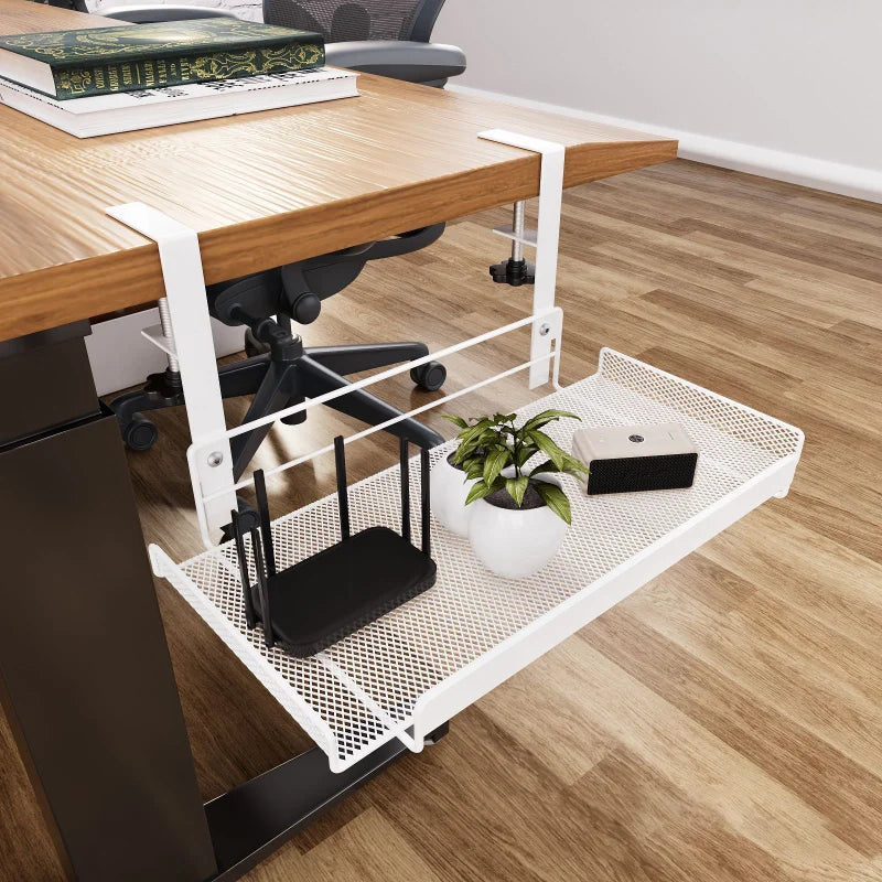 No-Drill Under-Desk Storage Tray