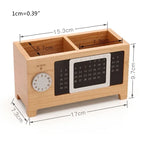 Wooden Desk Organizer | Pen, Pencil & Remote Control Holder with Perpetual Calendar