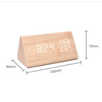 LED Alarm Clock with Temperature Display & Sound Control | Wood-Style Desk Clock