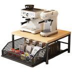 2-Tier Metal Storage Rack with Pull-Out Basket | Printer Stand for Office, Kitchen & Bedroom