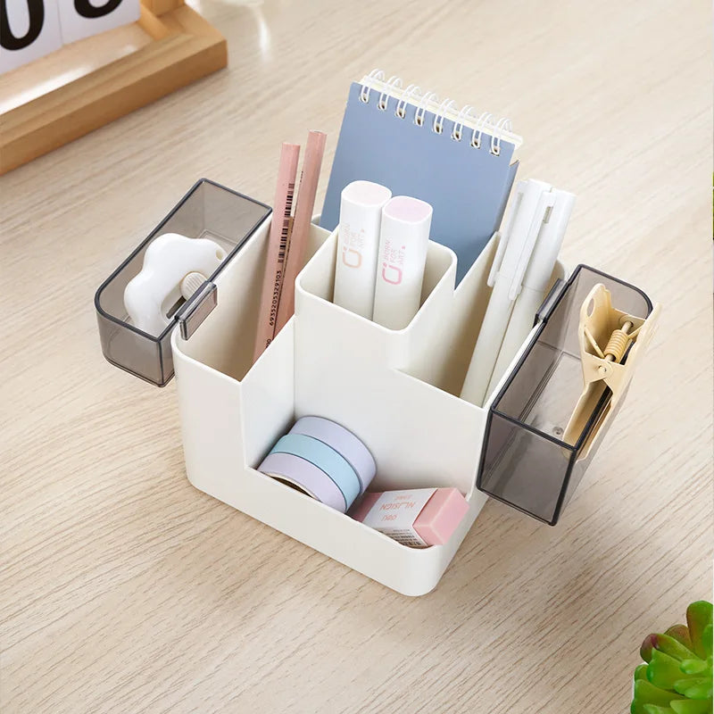 Multi-Function Desk Organizer | Pen, Makeup & Stationery Holder with Clock, Calendar & Temperature Display