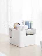 Multi-Function Desk Organizer | Pen, Makeup & Stationery Holder with Clock, Calendar & Temperature Display