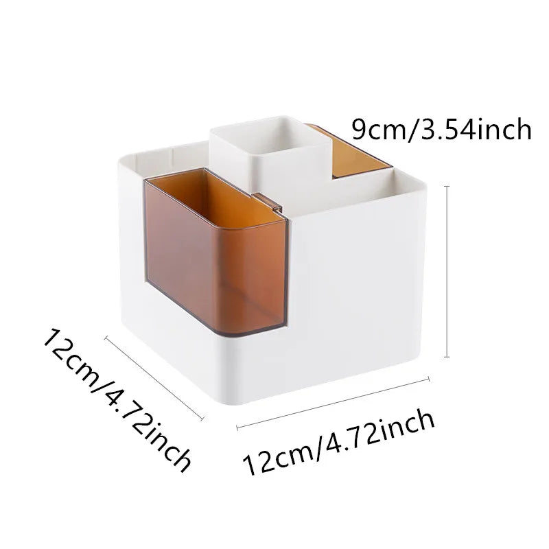Multi-Function Desk Organizer | Pen, Makeup & Stationery Holder with Clock, Calendar & Temperature Display