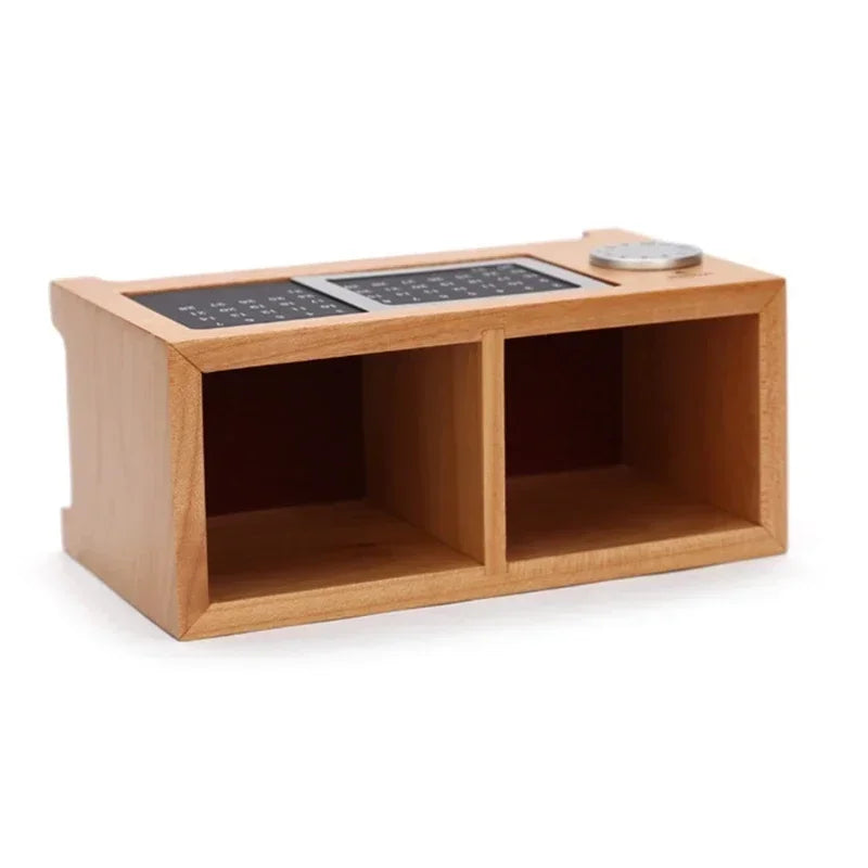 Wooden Desk Organizer | Pen, Pencil & Remote Control Holder with Perpetual Calendar