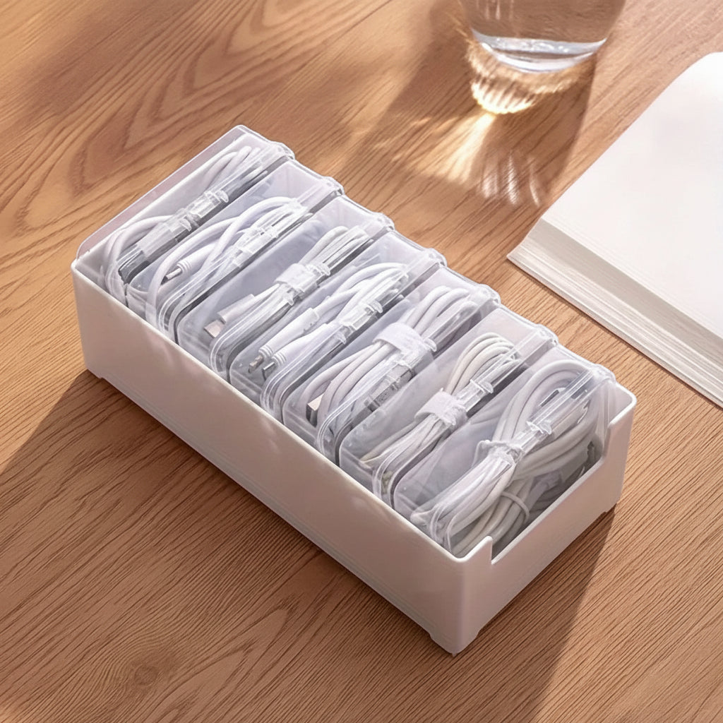 Cable Organizer Box with Compartments