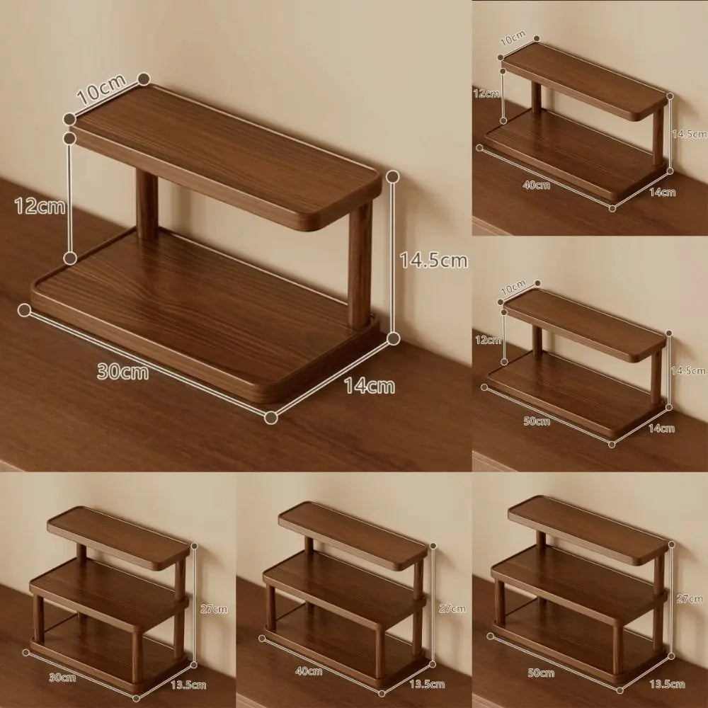 Wooden Coffee Mug & Cup Holder | 2 & 3-Tier Retro Storage Rack for Kitchen, Office & Countertop