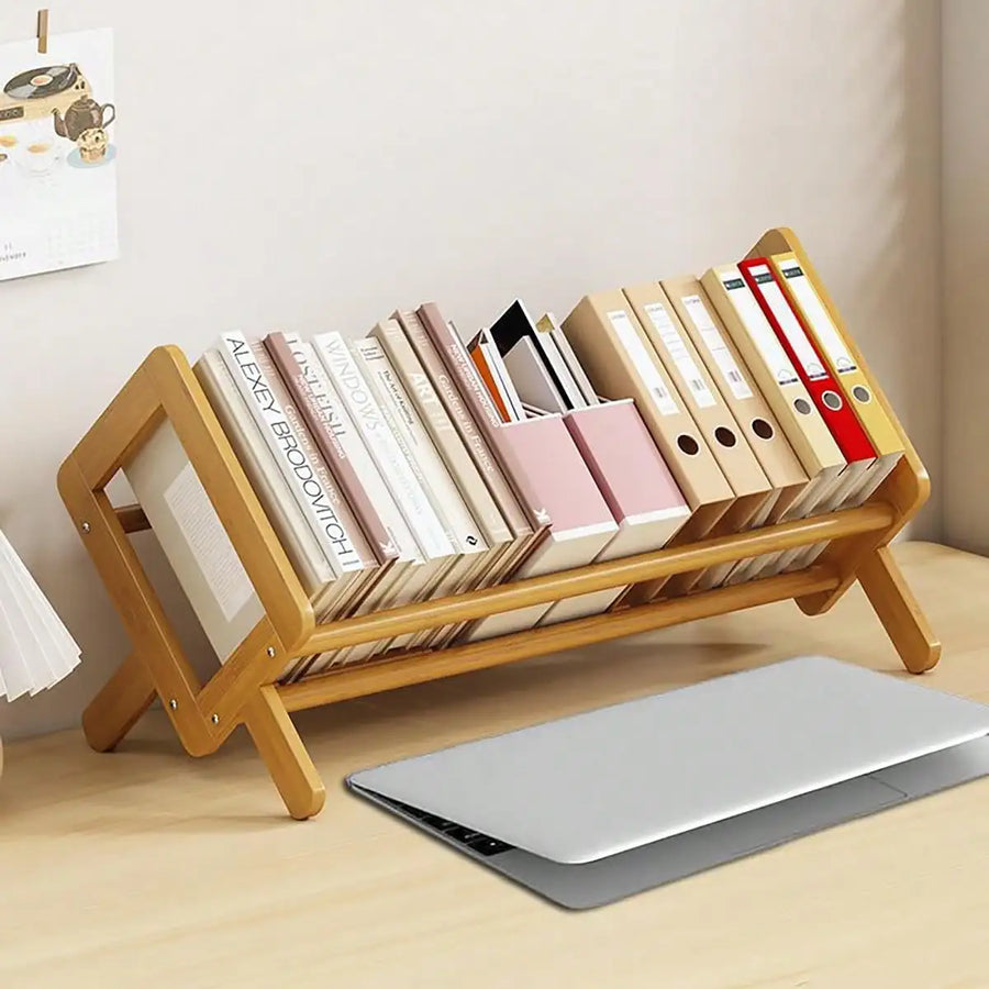 Bamboo Desktop Bookshelf | Decorative Multi-Tier Desk Shelf for Home, Office & Living Room