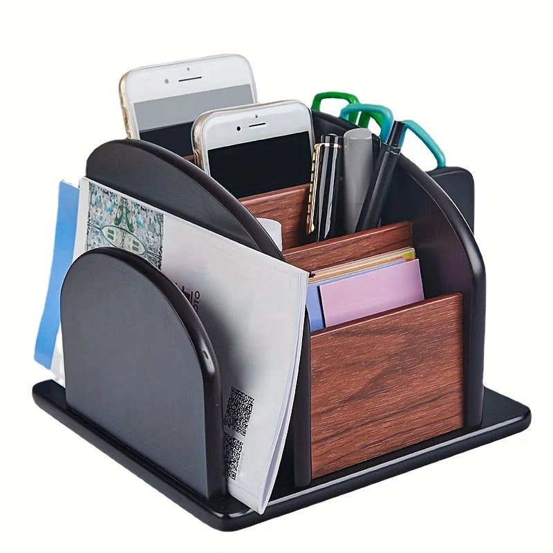 Wooden Desktop Organizer | Pen Holder, Remote Control & Sundry Storage