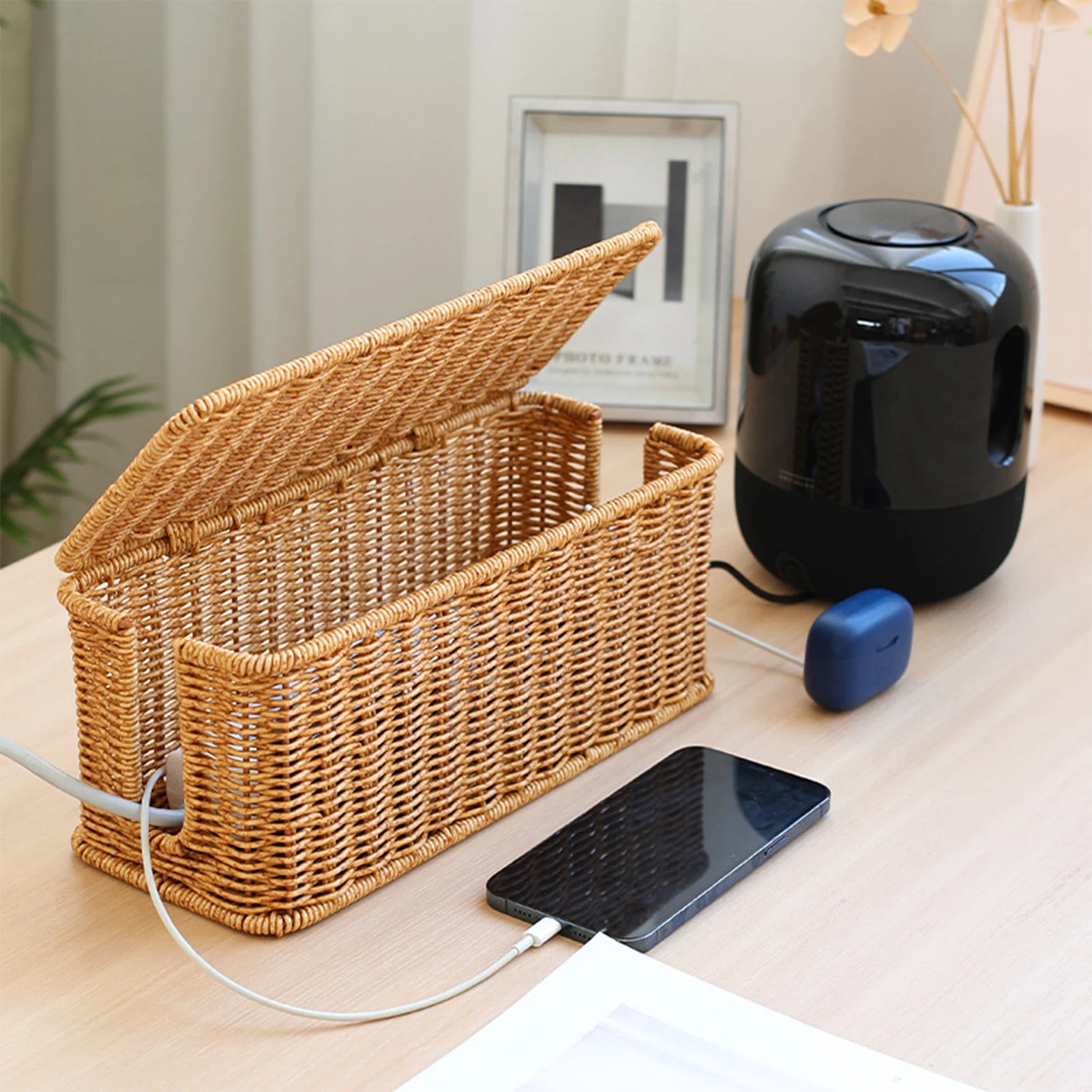 Hand-Woven Cable Storage Box