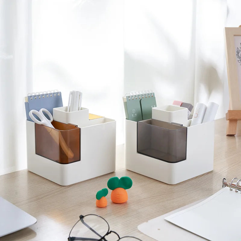 Multi-Function Desk Organizer | Pen, Makeup & Stationery Holder with Clock, Calendar & Temperature Display