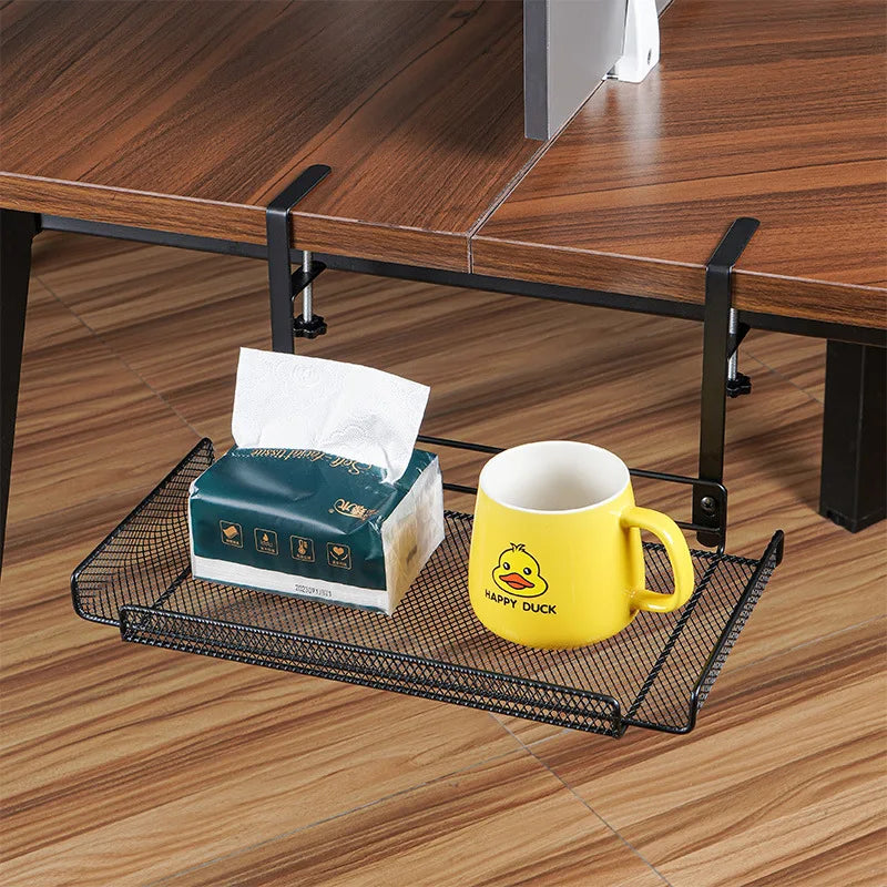 No-Drill Under-Desk Storage Tray